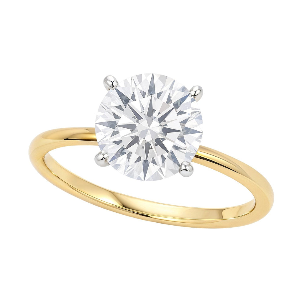 3 Carat Round Lab Grown Diamond Solitaire Ring in 14K Yellow Gold