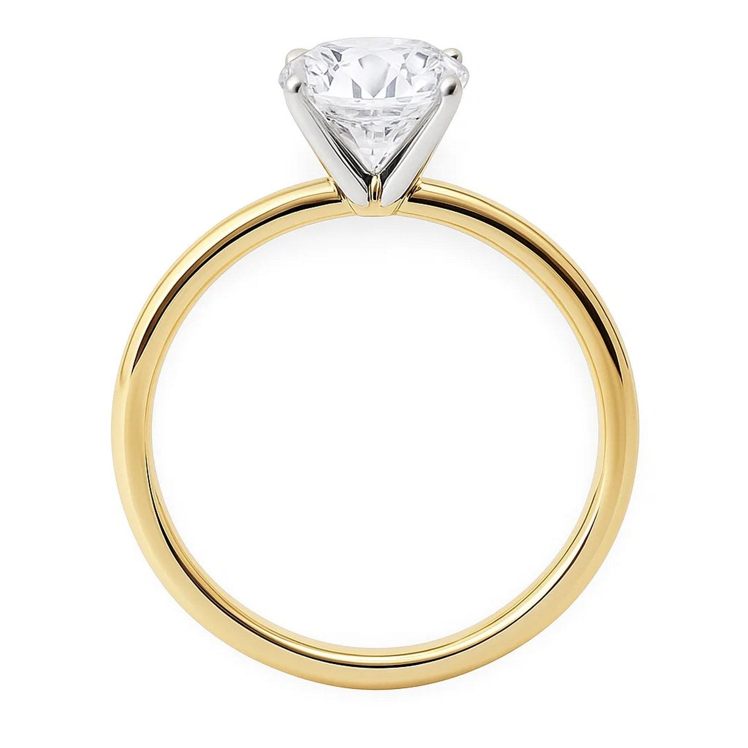 3 Carat Round Lab Grown Diamond Solitaire Ring in 14K Yellow Gold