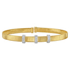 14k Yellow Gold Omega Diamond Station Bangle