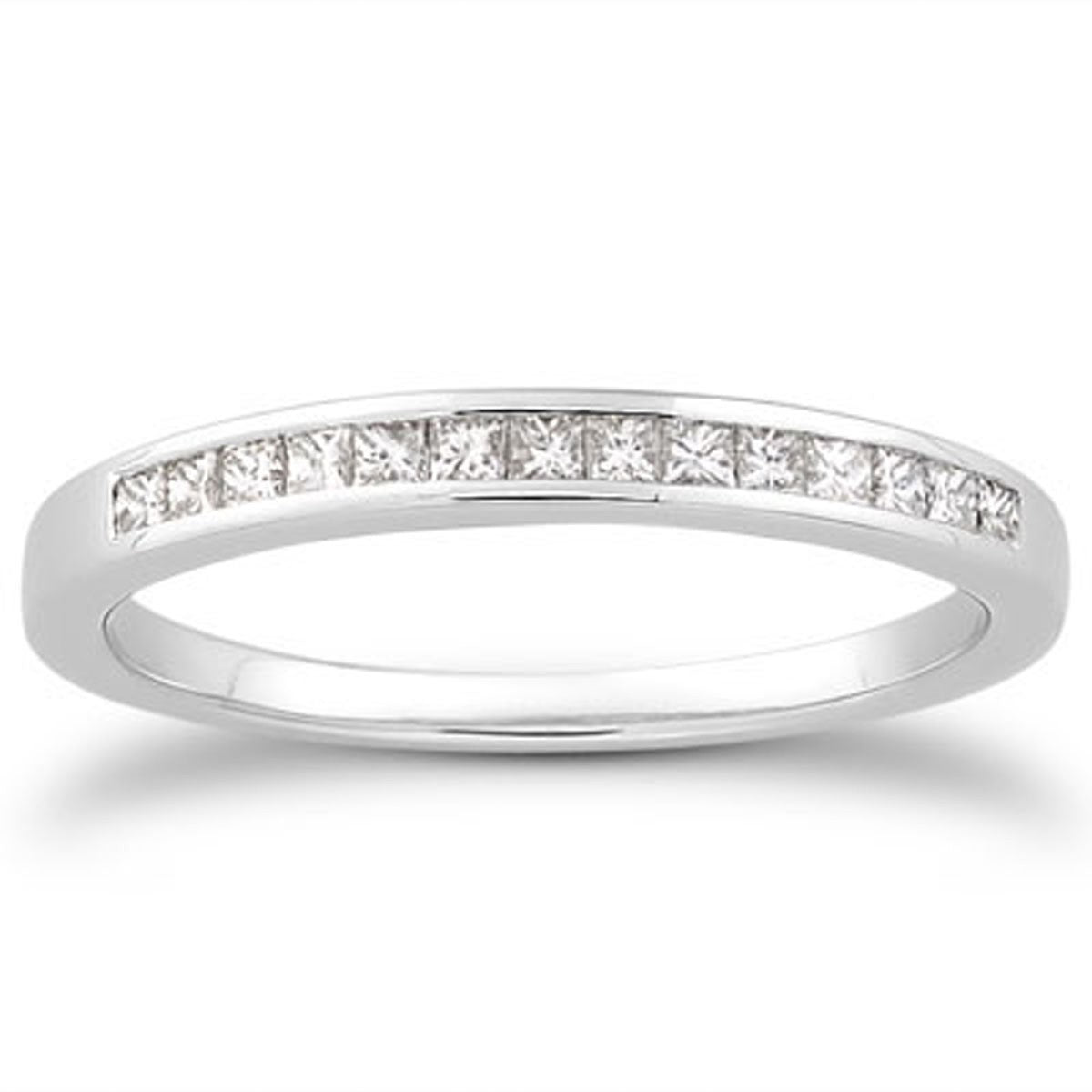 Princess Cut Diamond Channel Set Wedding Band in 14K White Gold