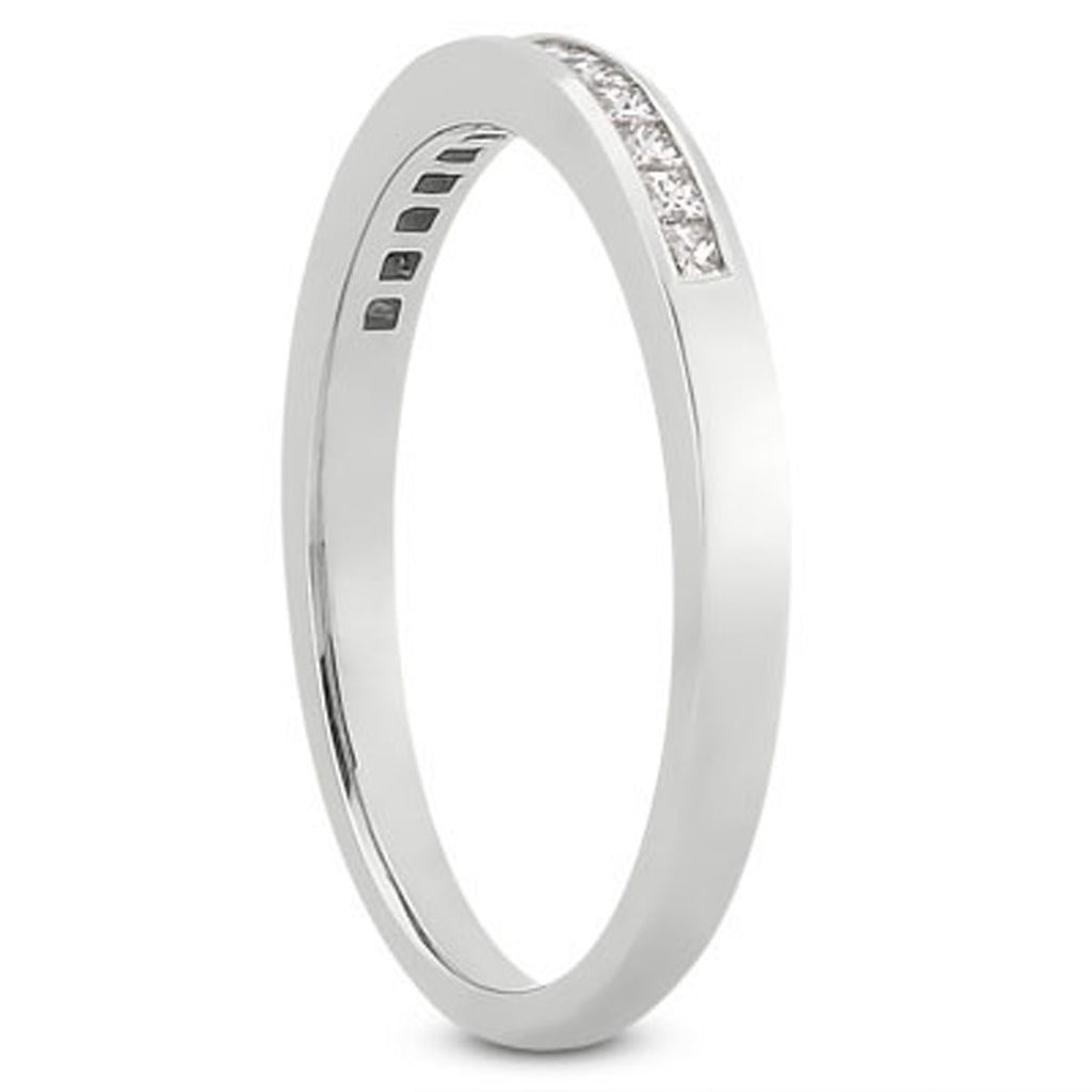 Princess Cut Diamond Channel Set Wedding Band in 14K White Gold, 0.17 Ct