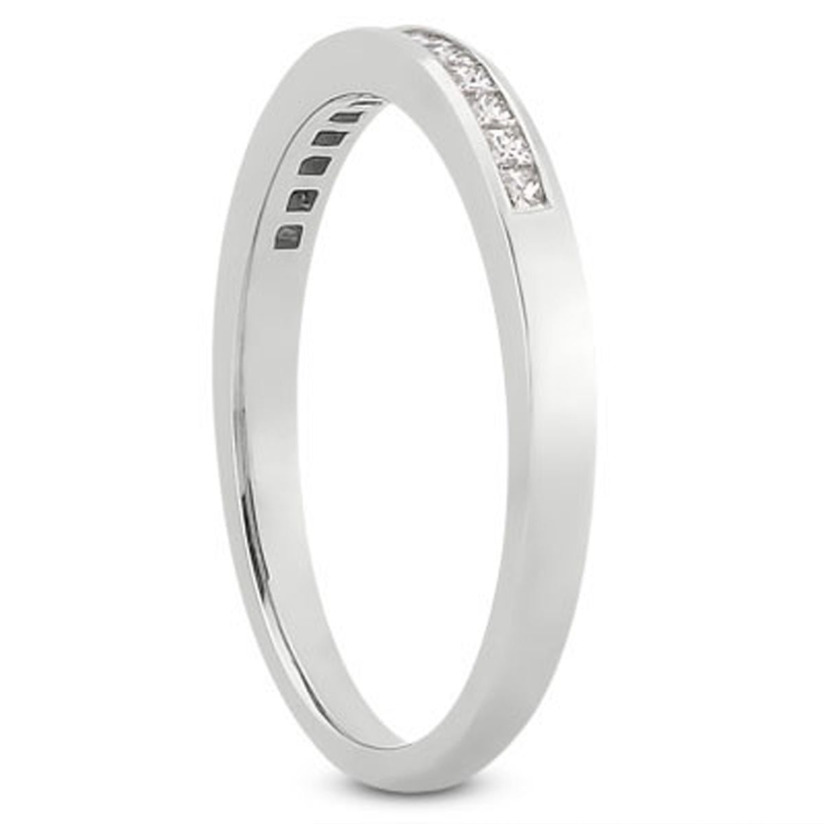 Princess Cut Diamond Channel Set Wedding Band in 14K White Gold