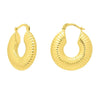 Gold Round Ribbed Hoop Earrings | 14K Gold  Hoop Earrings DEEVE