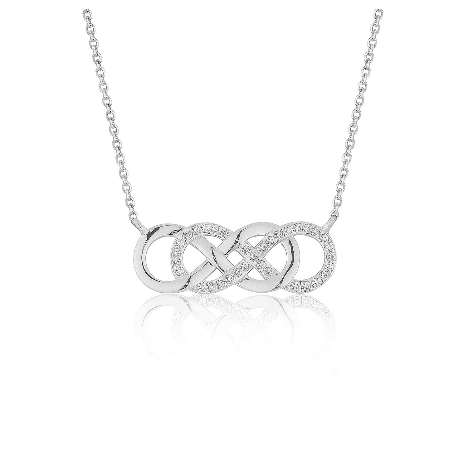 Double Infinity Diamond Pendant Necklace in 14K White Gold