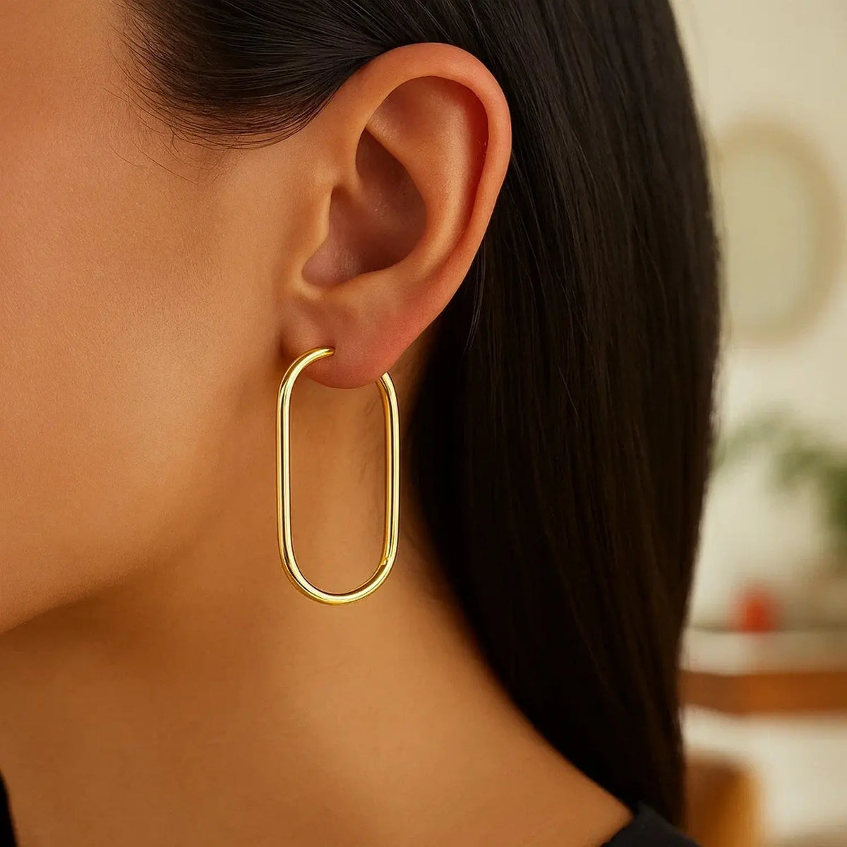 Large Endless Paperclip Hoop Earrings | 14K Gold  Hoop Earrings DEEVE