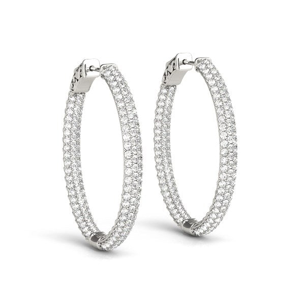 Diamond Hoop Double Sided Earrings | 14K Gold