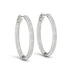 Diamond Hoop Double Sided Earrings | 14K Gold