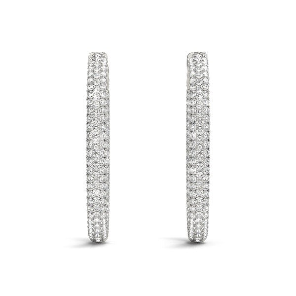 Diamond Hoop Double Sided Earrings | 14K Gold