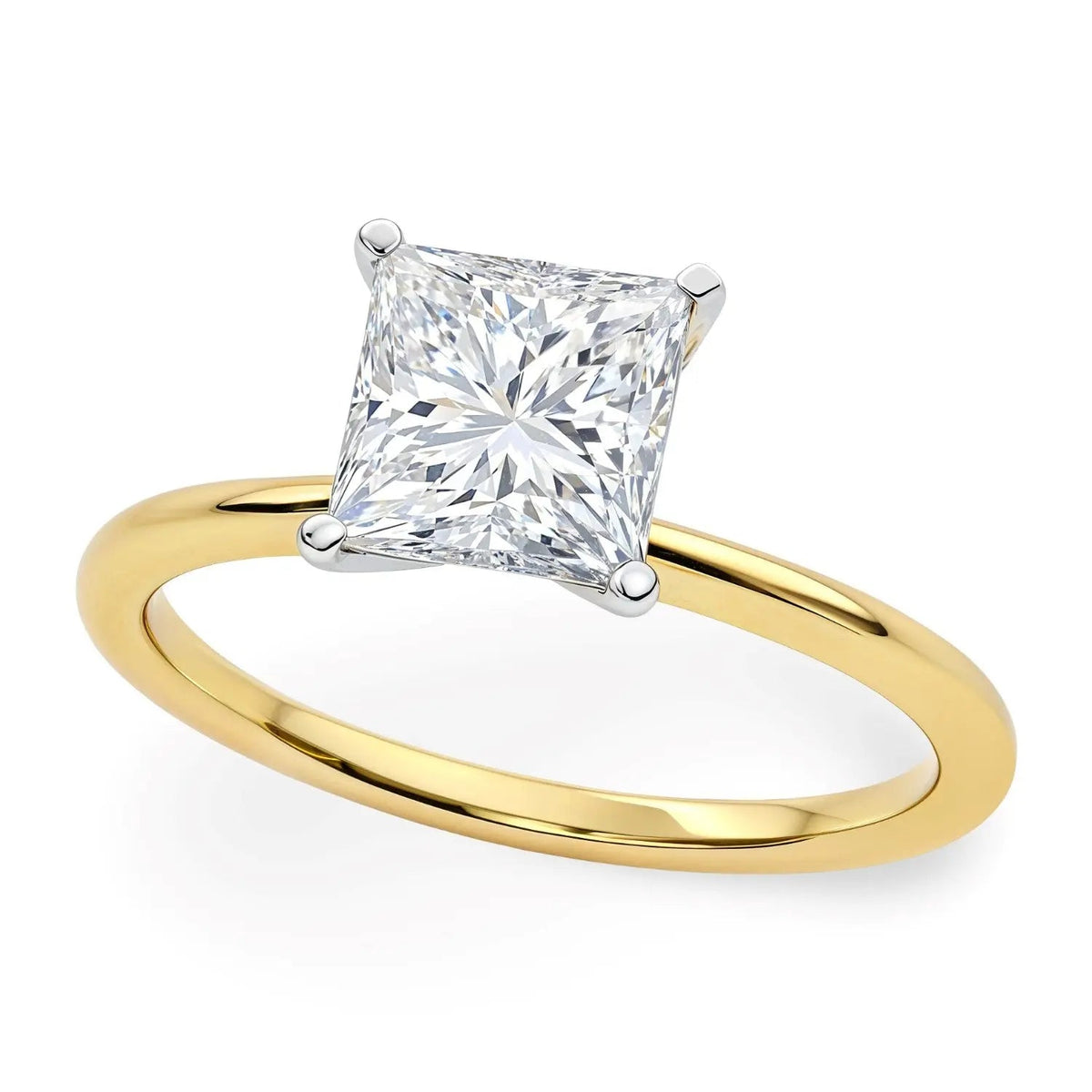 1.5 Carat Princess Lab Grown Diamond Solitaire Ring in 14K Yellow Gold