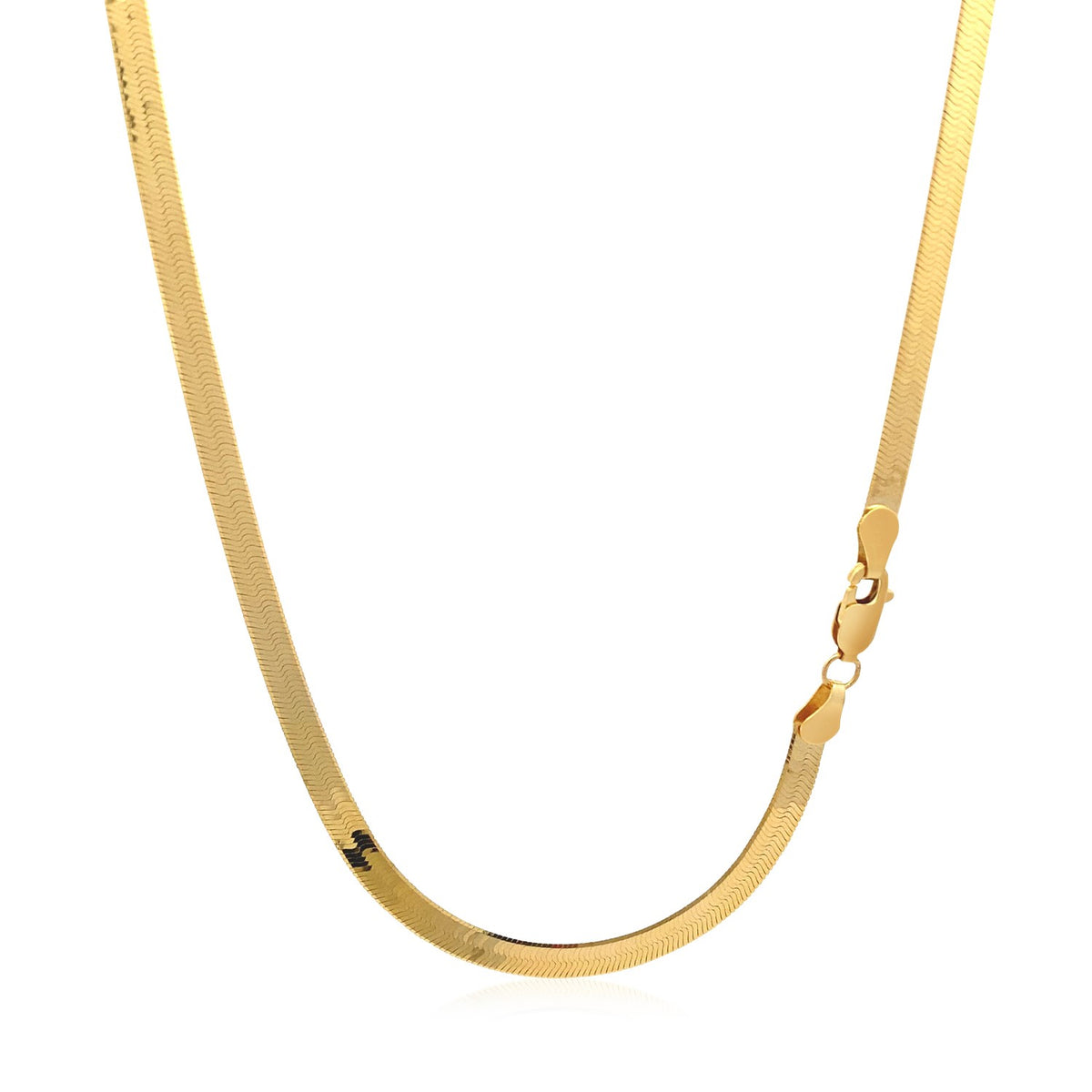 Herringbone chain in 14K yellow gold with the clasp at the side