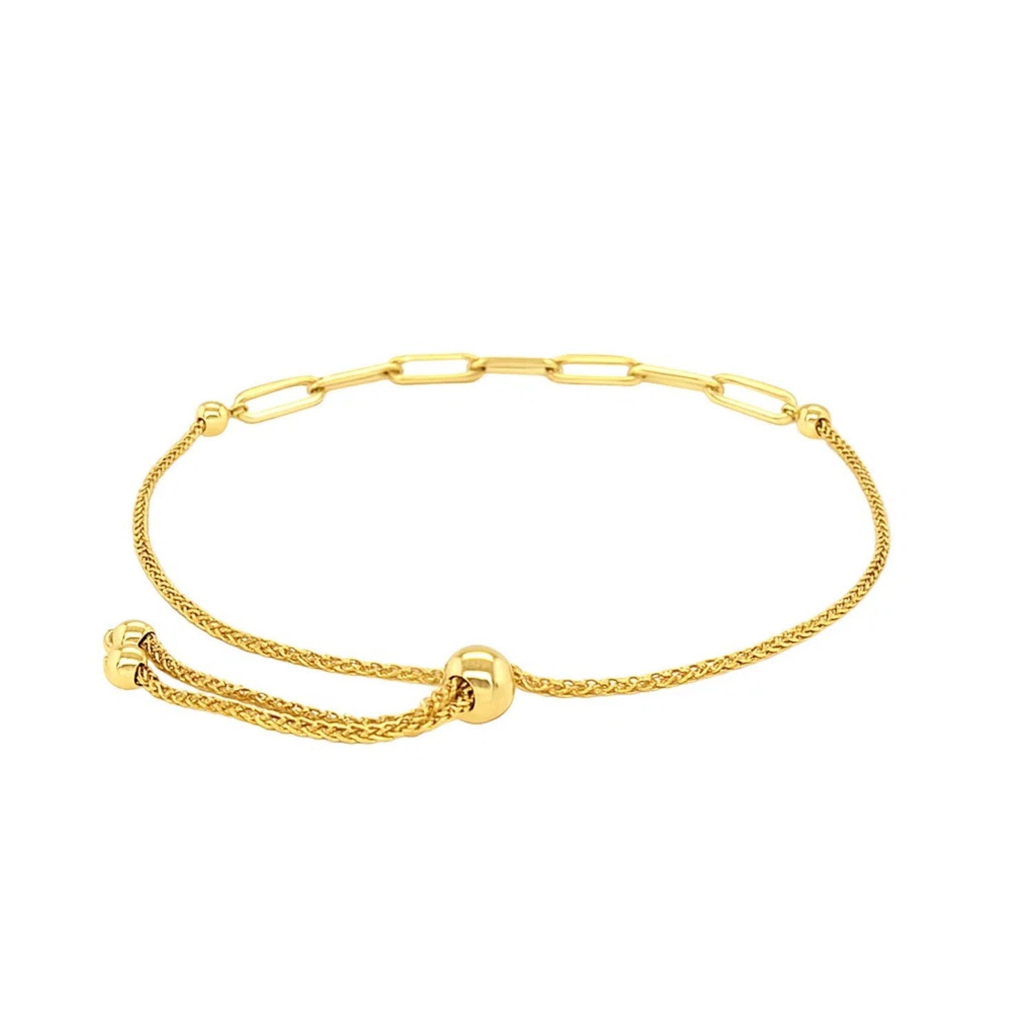 14K Gold Adjustable Bracelet - Paperclip Chain