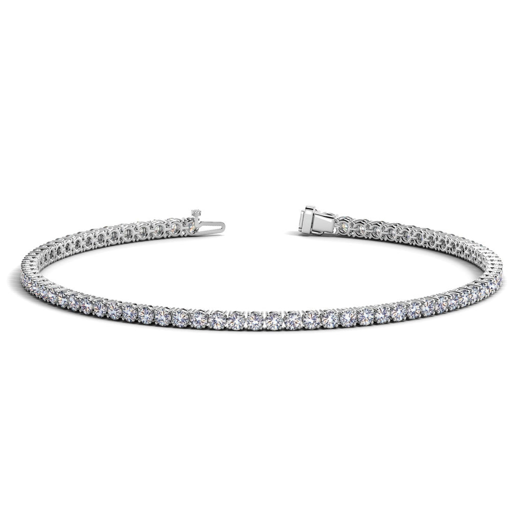 Front view of 14K white gold lab-grown diamond tennis bracelet, 2 cctw