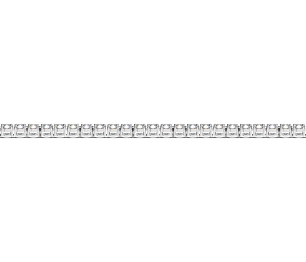 Flat strand of a 2 carat lab grown diamond tennis bracelet in 14K white gold