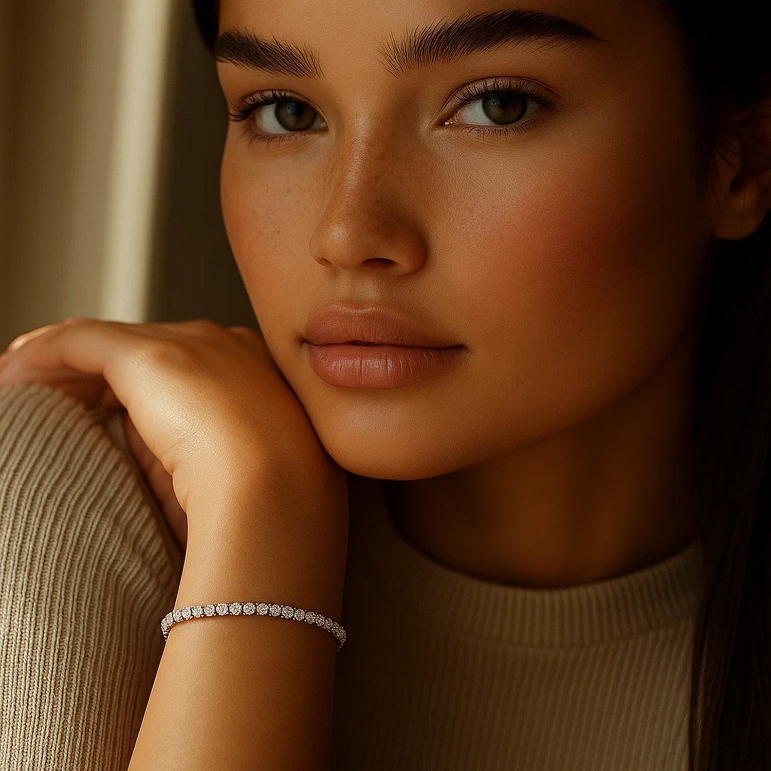 14K Gold Diamond Bracelet - Lab-Grown Tennis