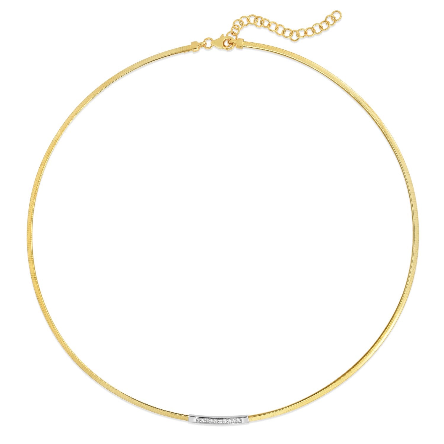 14K Gold Necklace - Omega Diamond Bar