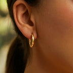 Petite Round Hoop Earrings | 14K Gold