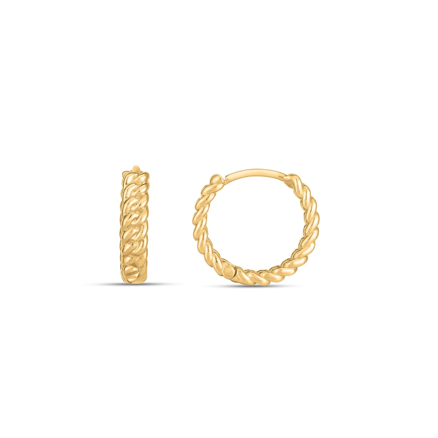 Braided Huggie Hoop Earrings in 14K Yellow Gold