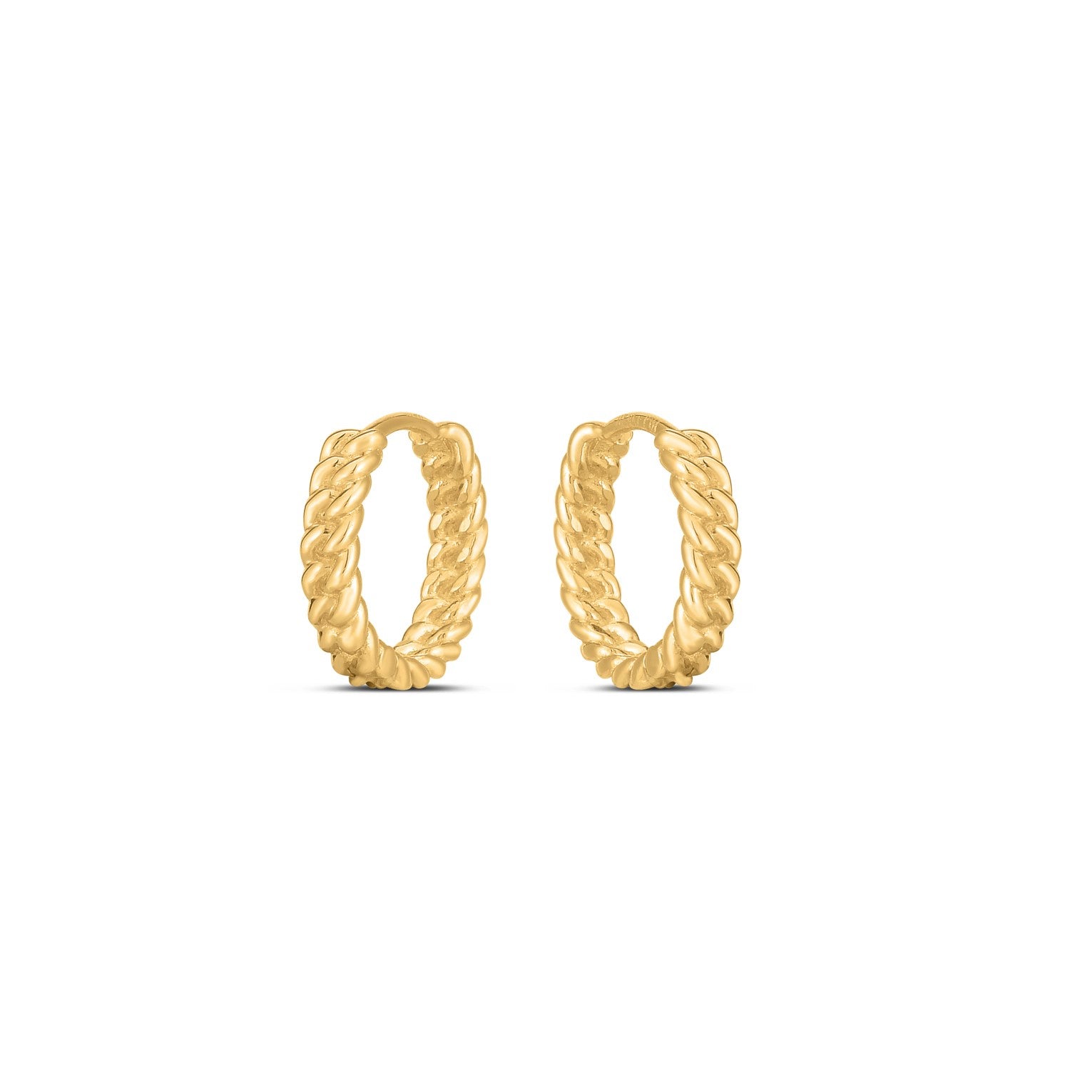 Braided Huggie Hoop Earrings in 14K Yellow Gold
