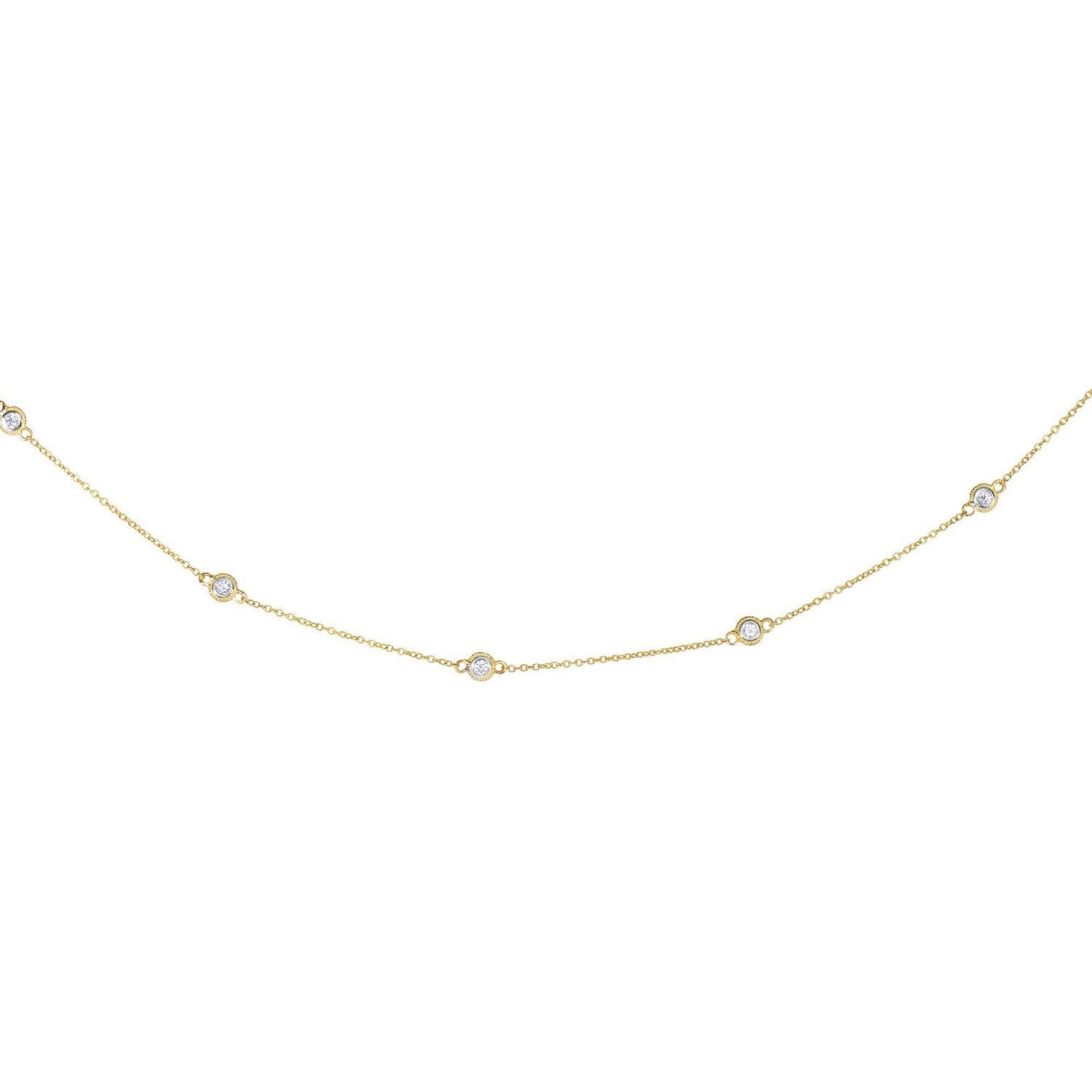 14K Gold Diamond Necklace - Station Design