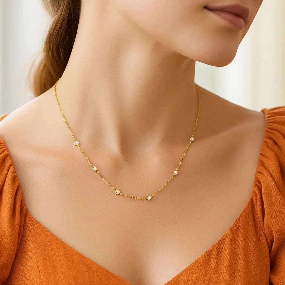 Diamond Station Necklace | 18'  Choker DEEVE