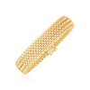 Front view of 14K yellow gold high-polish thick braided bracelet, 14.50mm