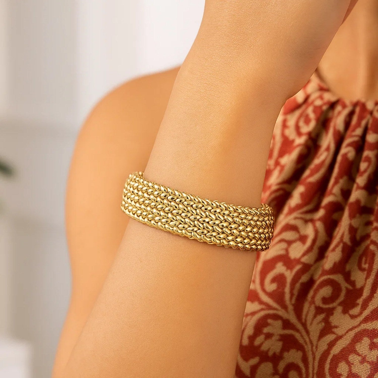 14K Gold Bracelet - Thick Braided Design