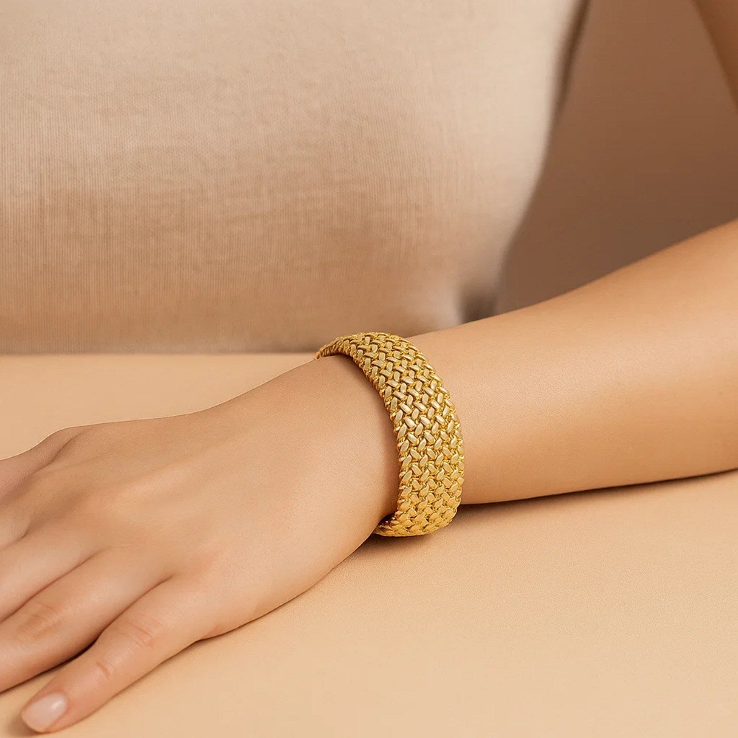 14K Gold Bracelet - Thick Braided Design