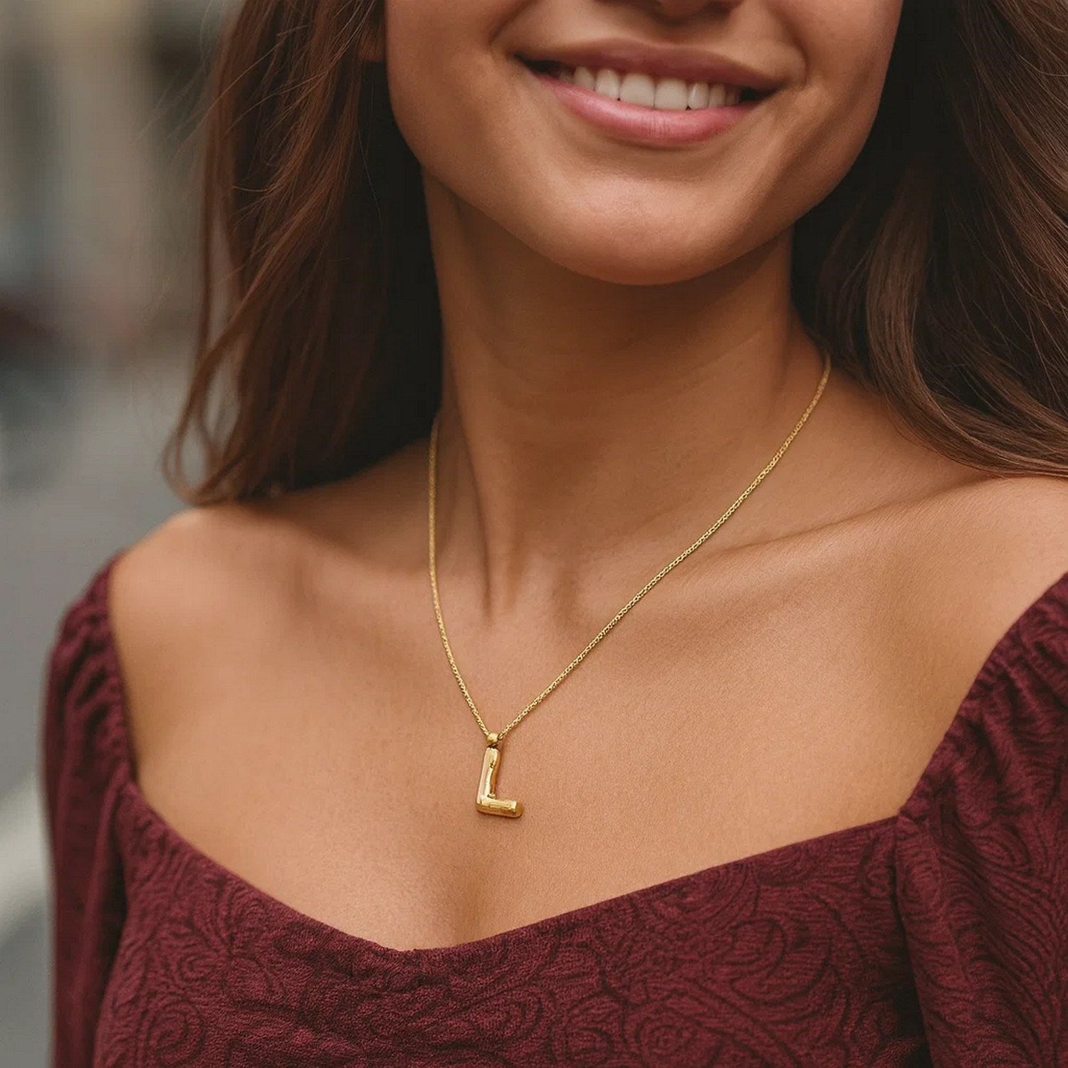 14K Yellow Gold Helium Initial L Pendant