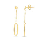 Single Oval Drop Earrings | 14K Gold