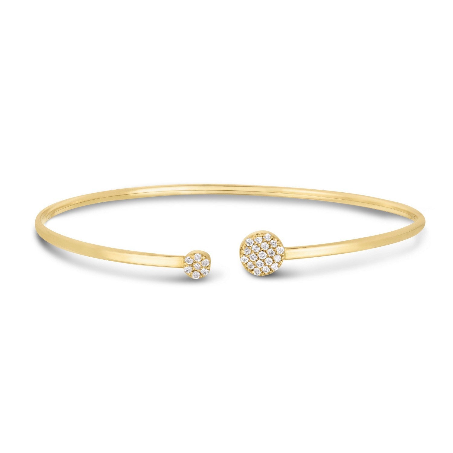 14k Yellow Gold High Polish Diamond Cluster Bangle (2.00 mm)