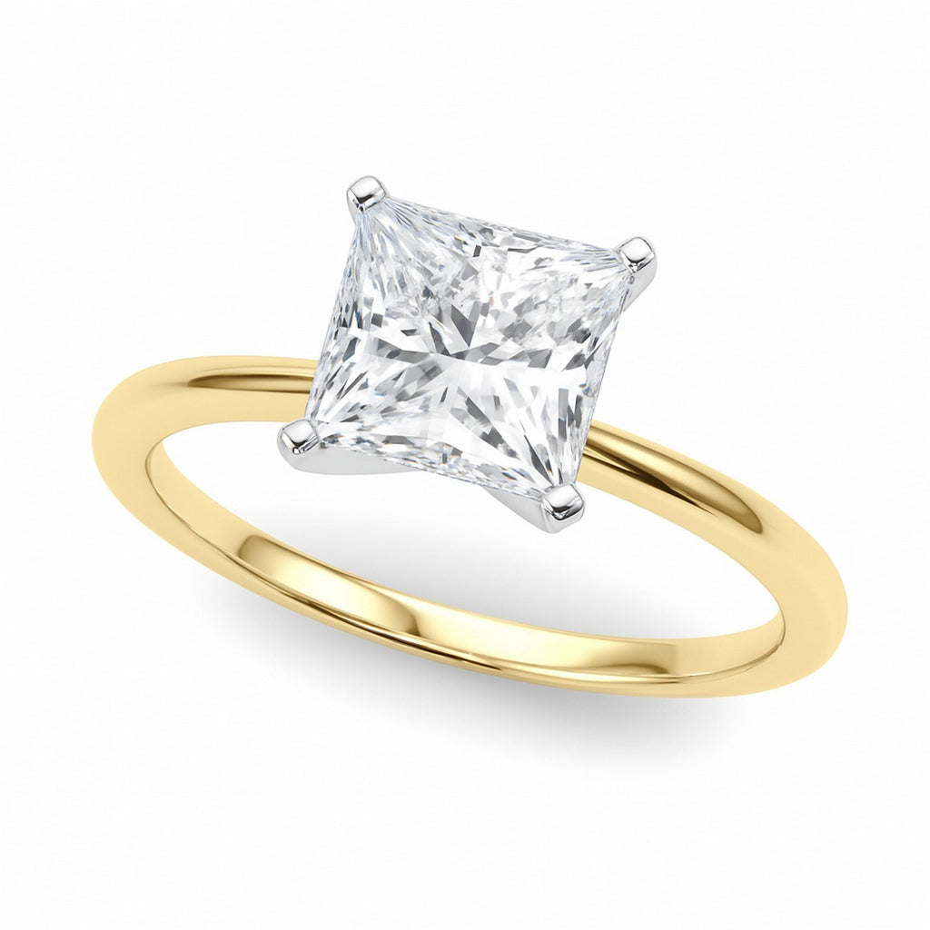 2ct Princess Lab Grown Diamond Ring, 14K Yellow Gold