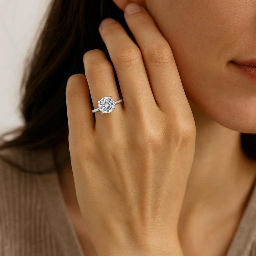 3ct Round Lab Grown Diamond Ring | 14K Gold