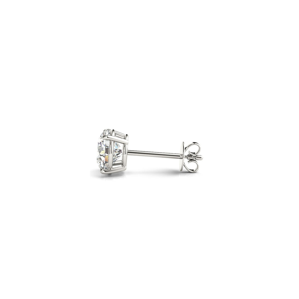 Close-up of 1.50 ct IGI certified round-cut lab-grown diamonds in 14K gold stud earrings — DEEVE
