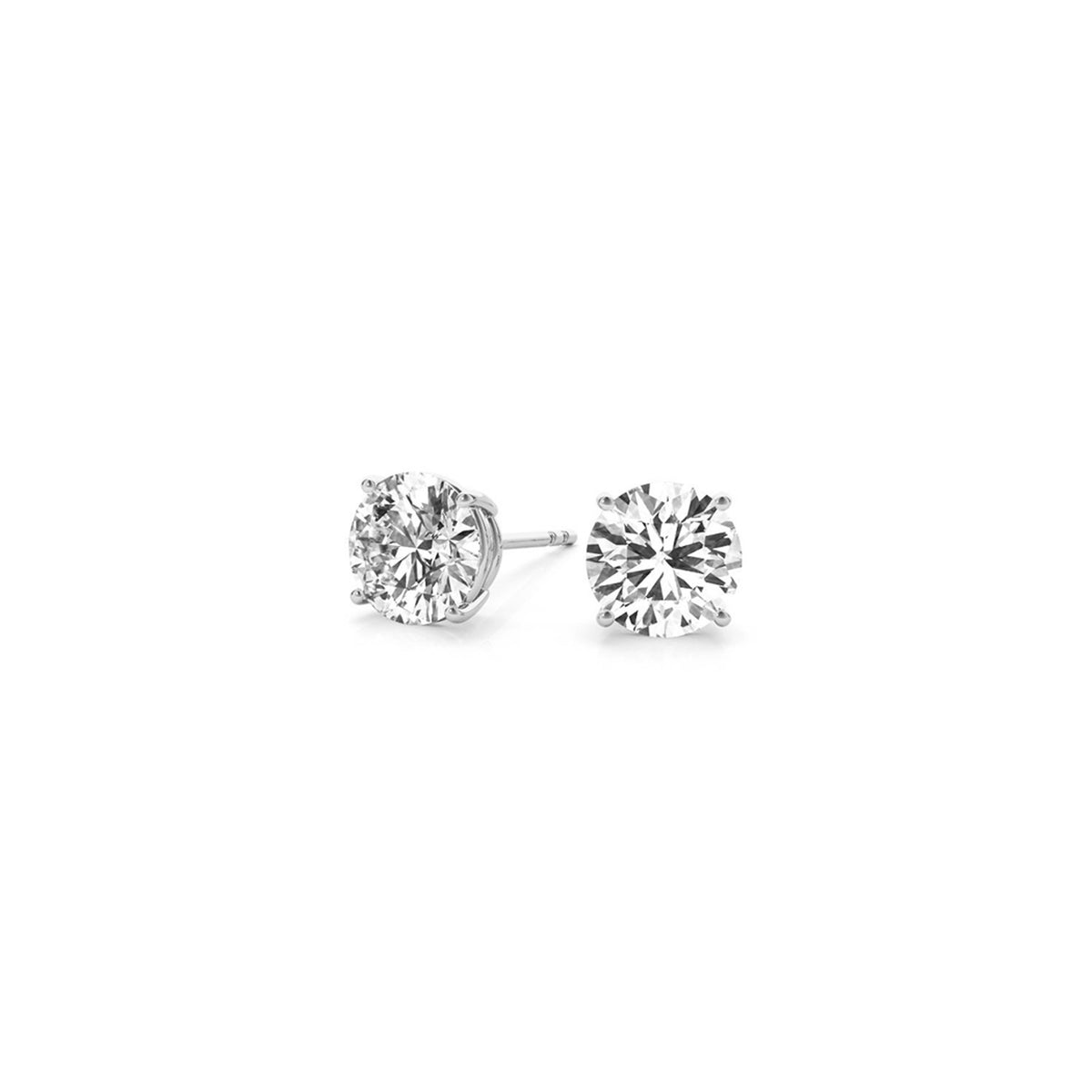 Side profile of 1.50 ct lab-grown diamond stud earrings, four-prong setting — DEEVE