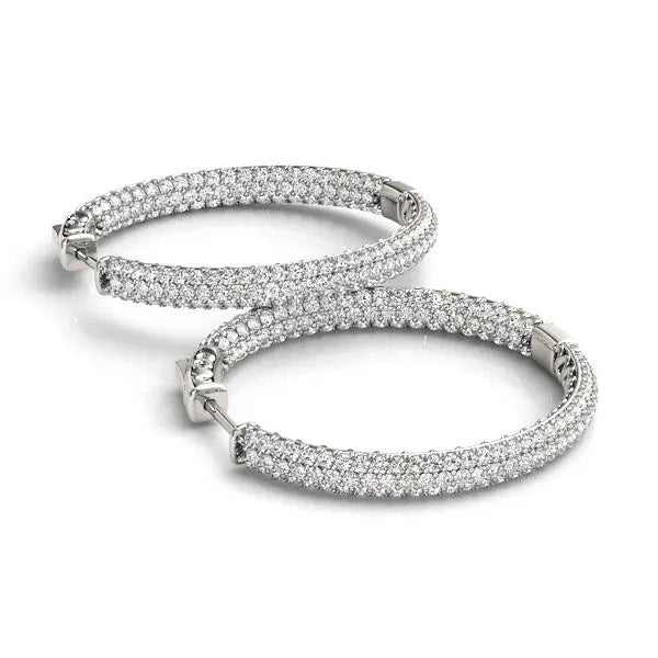 Pave Set Diamond Hoop Earrings | 14K Gold  Earrings DEEVE