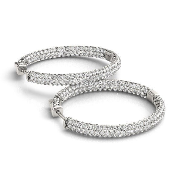 Pave Set Diamond Hoop Earrings (7 cttw)