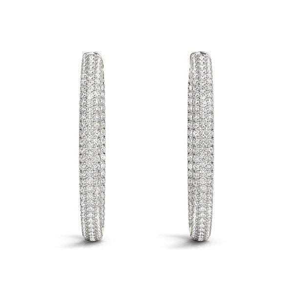 Pave Set Diamond Hoop Earrings | 14K Gold