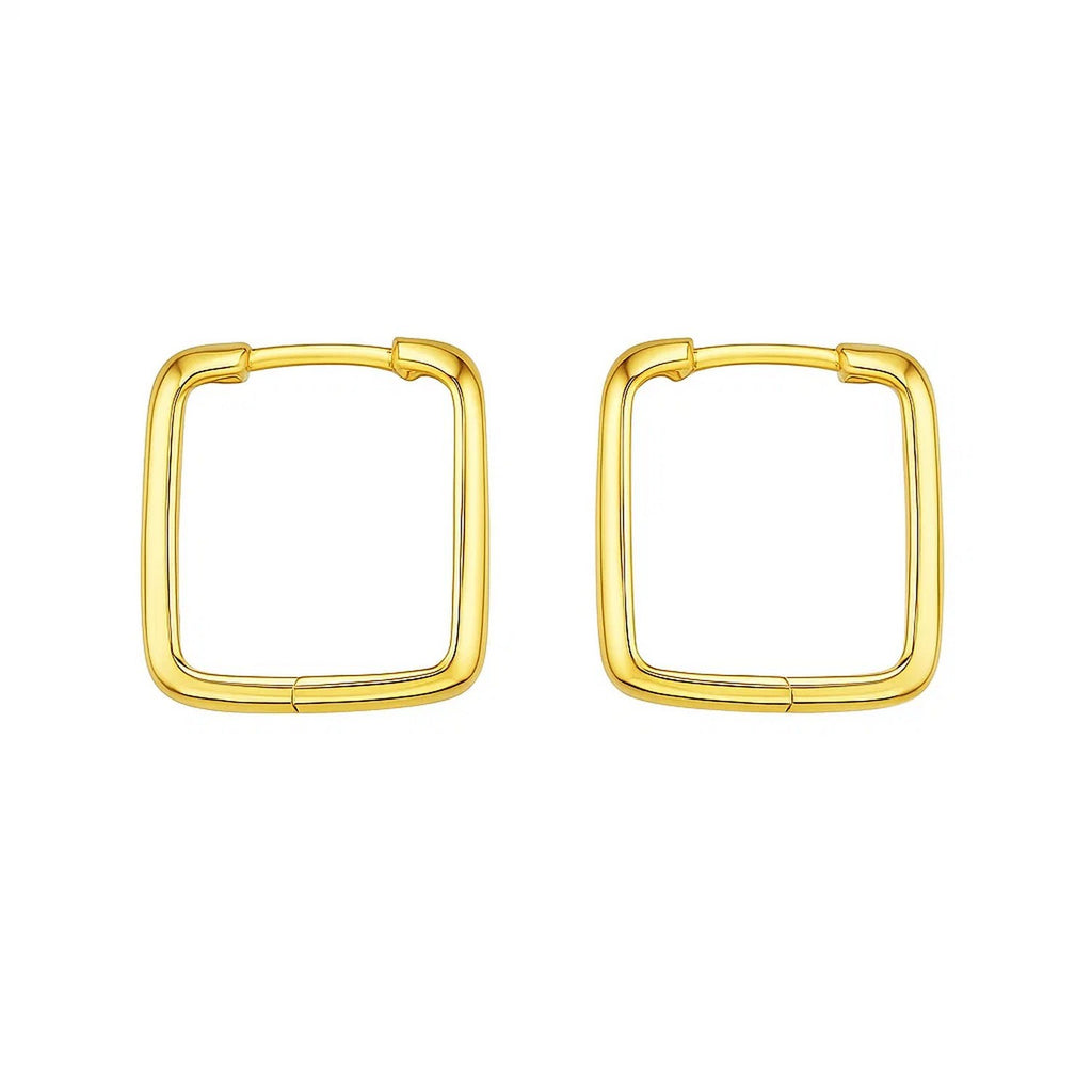 14 Yellow Gold Square Hoop Earrings | 14K Gold