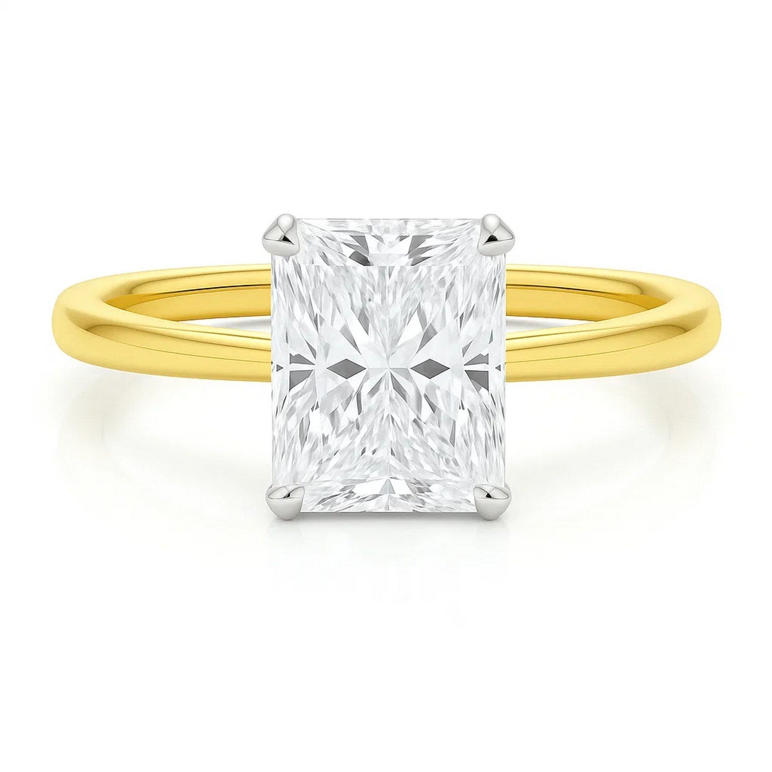 5.ct Radiant Cut Lab Grown Diamond Solitaire Ring in 14K Yellow Gold | IGI Certified