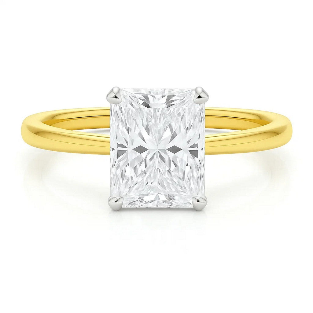 5 Carat Radiant Lab Grown Diamond Solitaire Ring in 14K Yellow Gold