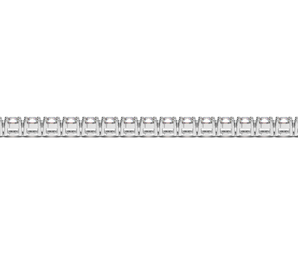 Flat strand of a 10 carat lab grown diamond tennis bracelet in 14K white gold
