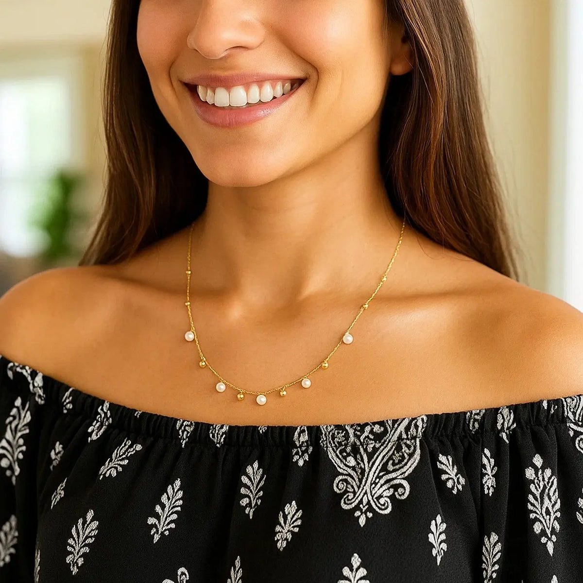 Pearl and  Bead Necklace  Choker DEEVE