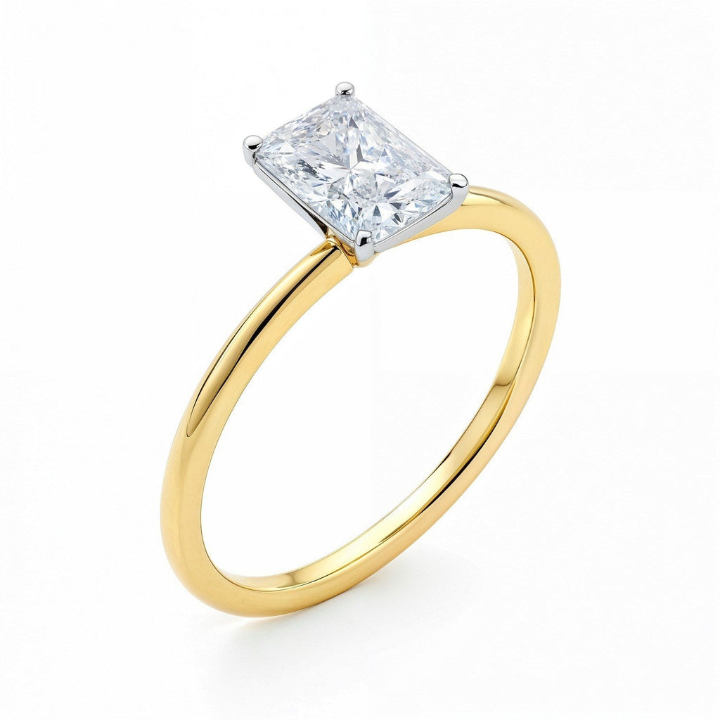 1 Carat Radiant Lab Grown Diamond Solitaire Ring in 14K Yellow Gold