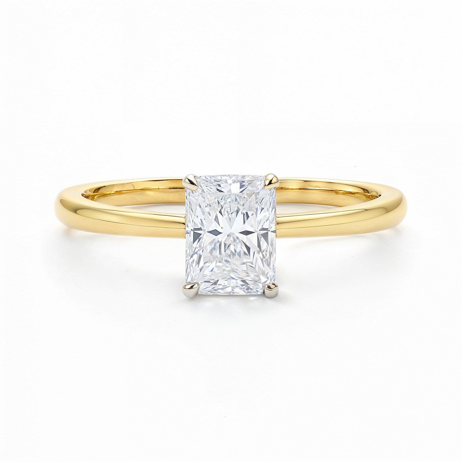 1.ct Radiant Cut Lab Grown Diamond Solitaire Ring in 14K Yellow Gold | IGI Certified