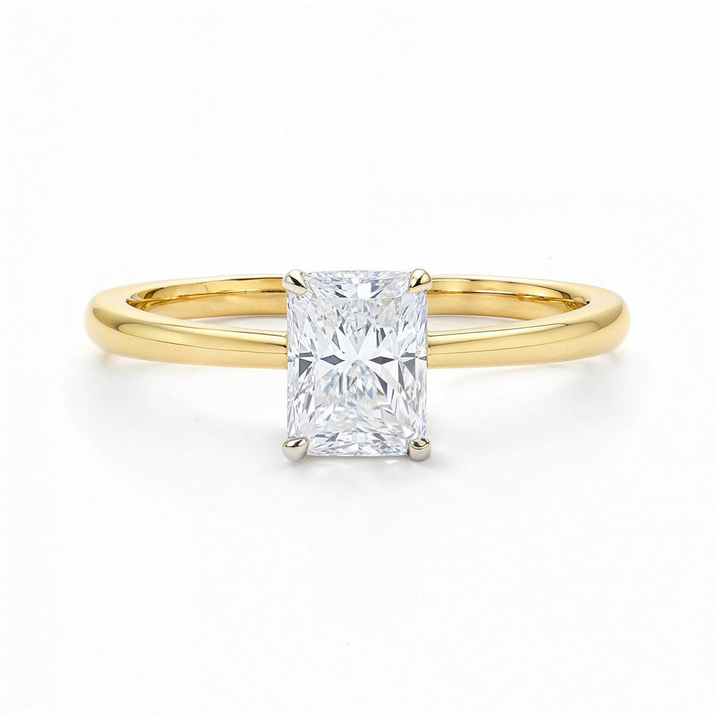 1 Carat Radiant Lab Grown Diamond Solitaire Ring in 14K Yellow Gold