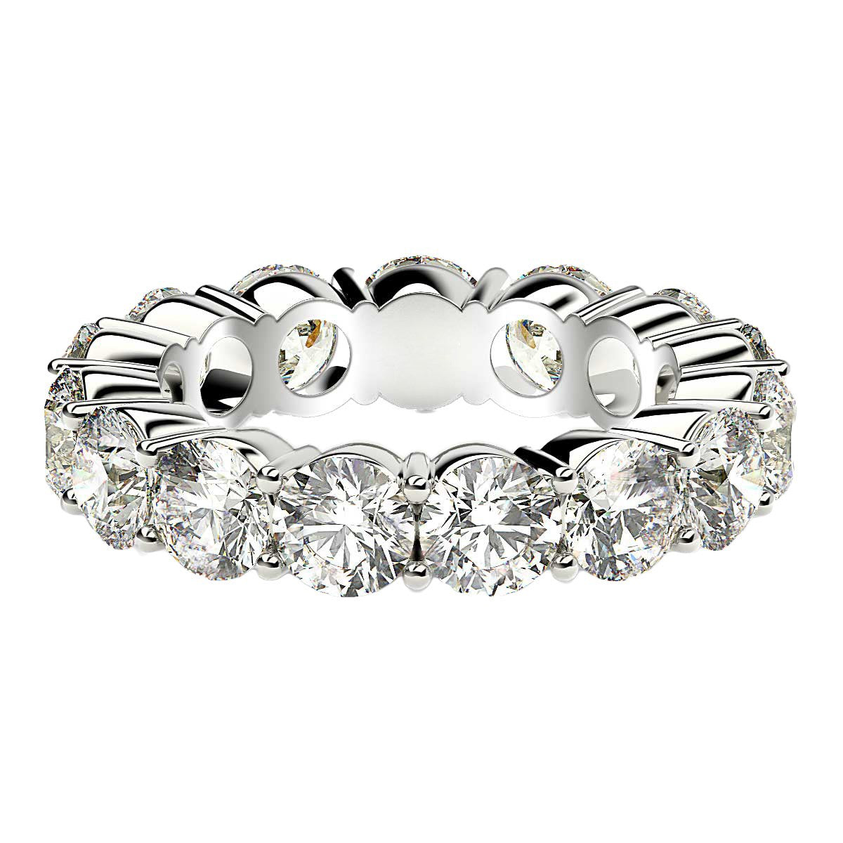 5.00ct Round Lab Grown Diamond Eternity Ring 14K White Gold — Top View, DEEVE