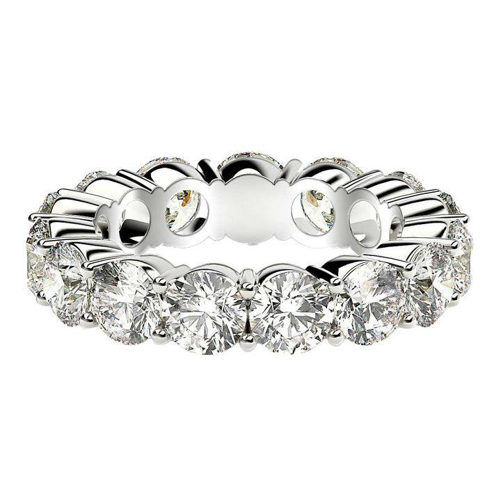 5.00ct Round Lab Grown Diamond Eternity Ring 14K White Gold — Top View, DEEVE