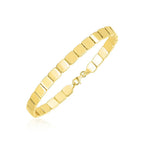 Front view of 14K yellow gold high-polish square link bracelet, 6.00mm