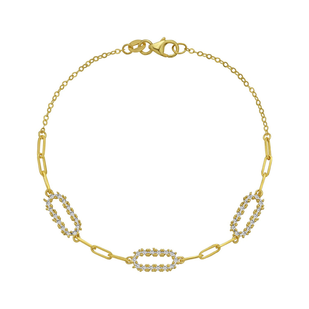 14K Yellow Gold Diamon Oro Paperclip Bracelet