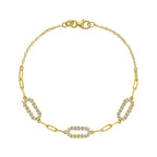 14K Yellow Gold Diamon Oro Paperclip Bracelet